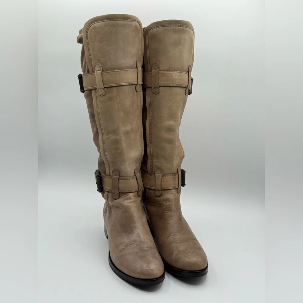 Cole Haan Riding Boots Leather Nike Air Avalon Tall Boots Taupe Leather 6B - Picture 11 of 16